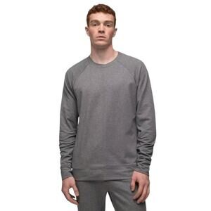 prAna Men's Altitude Tracker Crew II Heather Grey L Long Sleeve Shirt Zip Pocket